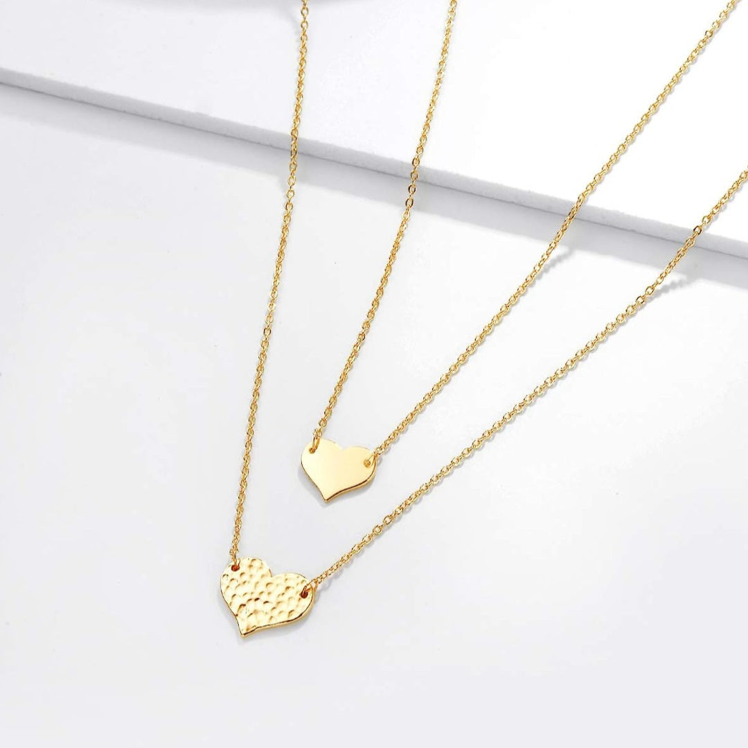 Double heart necklace in gold image 1