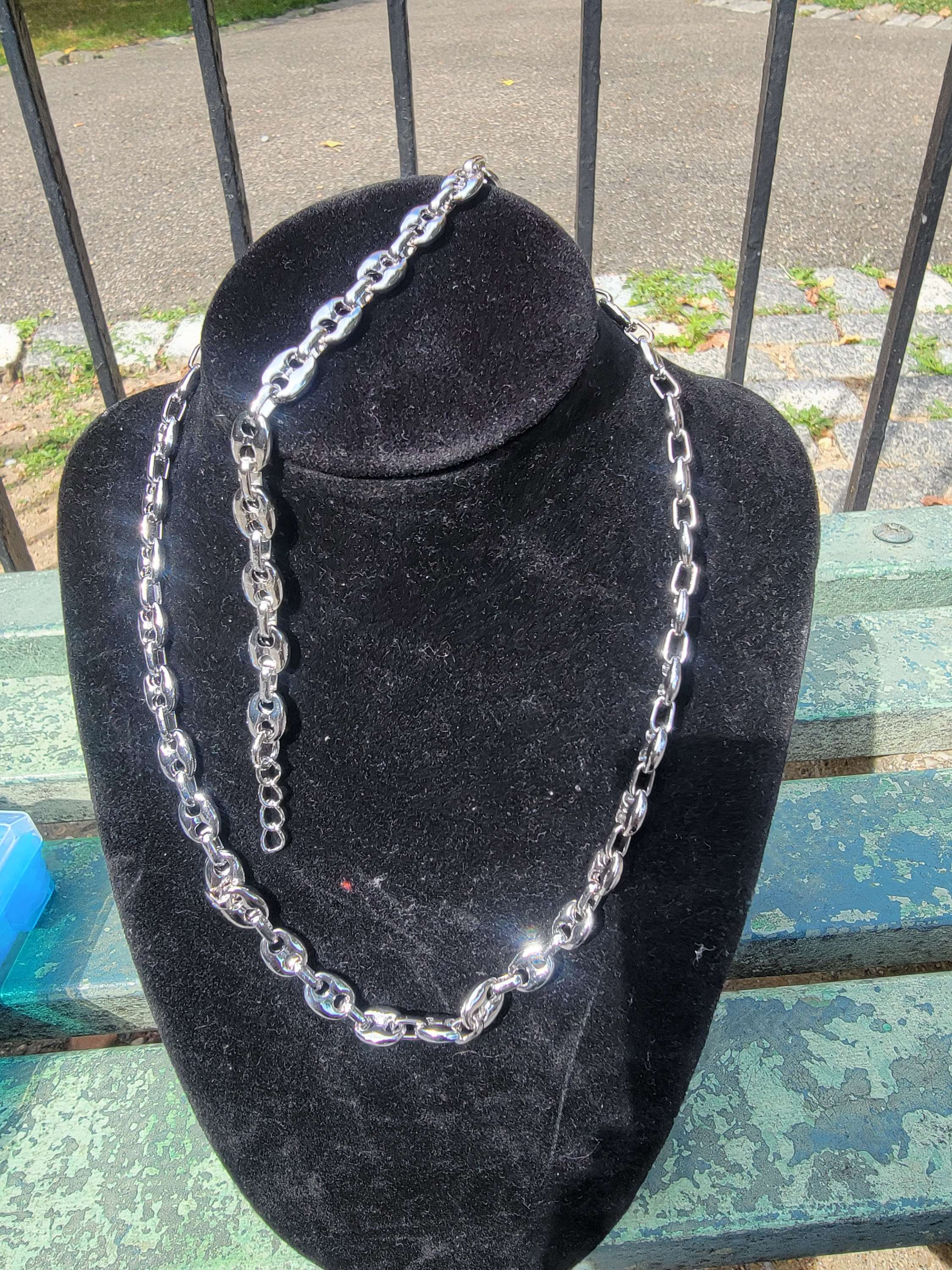 Silver link necklace set image 1