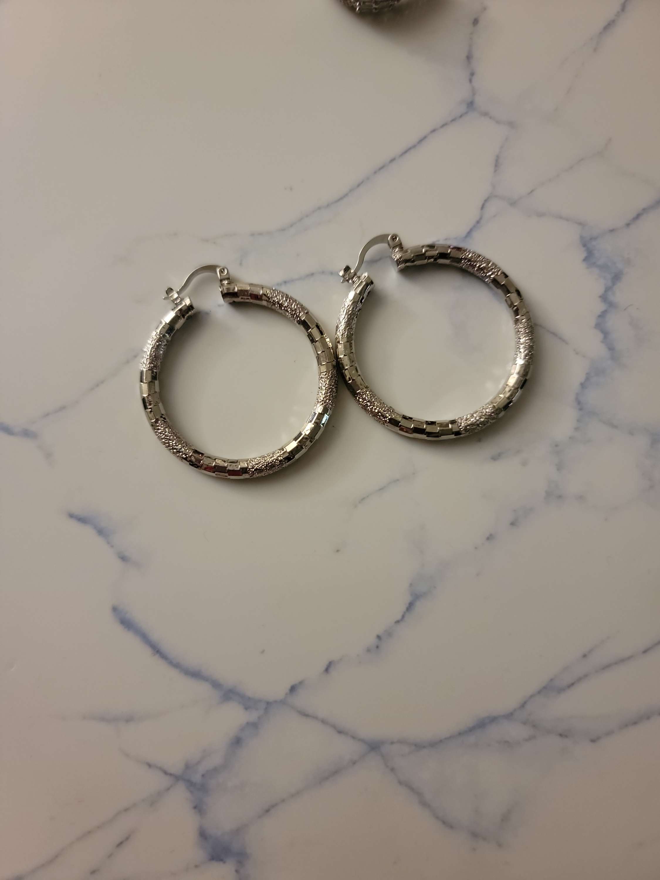 Etched in silver hoop  image 0