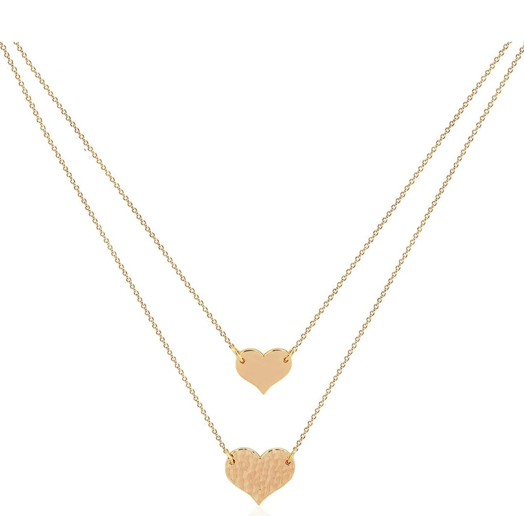 Double heart necklace in gold image 0
