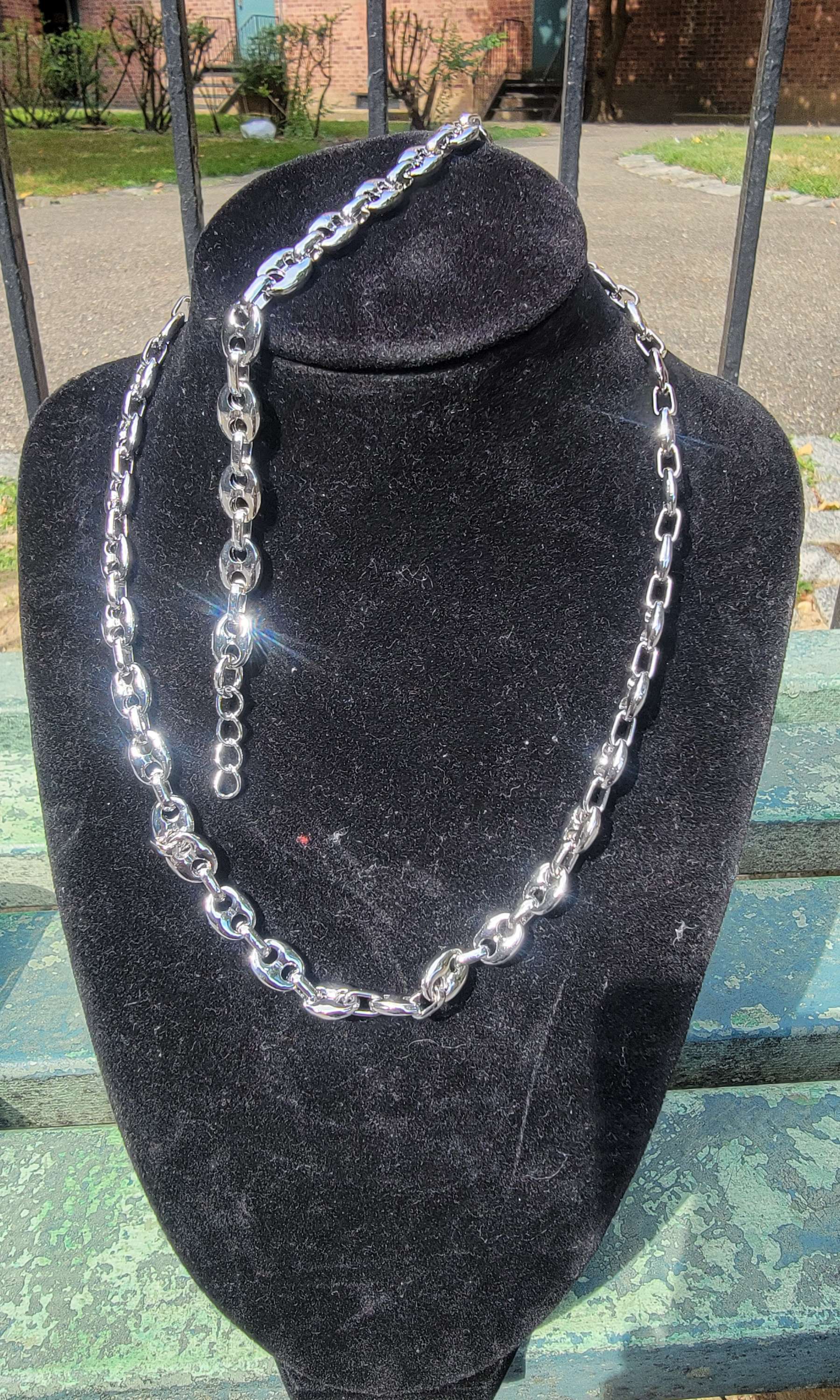 Silver link necklace set image 0